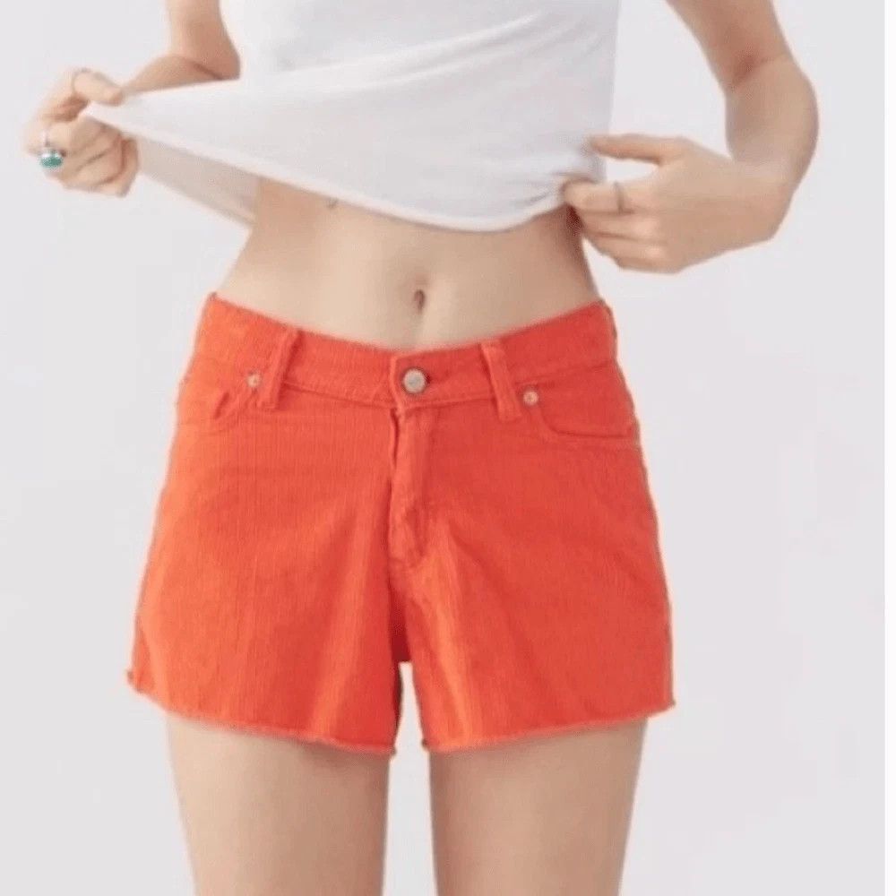 BDG Cut Off Corduroy Shorts Womens 29 Tangerine Orange NEW